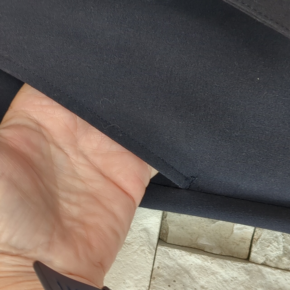 Ninety Dress Pants Trousers Y2K Zip Front, Pockets, Wide Legs Navy Blue Nautical - Picture 7 of 9
